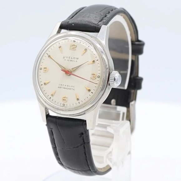Vintage Uvelow 11.186 White Dial Men's Mechanical Wristwatch Swiss Steel - Picture 1 of 5